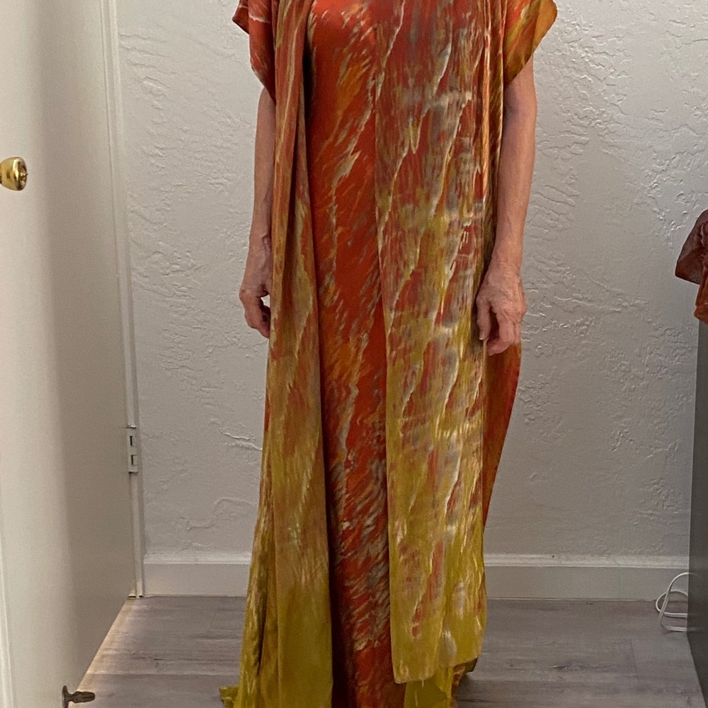 Unique Silk shibori dyed Outfit/Dress and Wrap